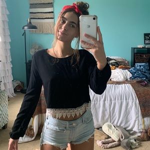 black lace long sleeve boho